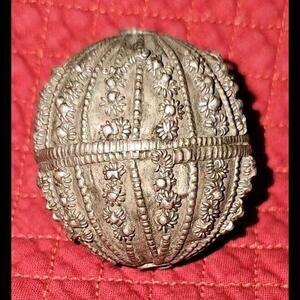 Antique Hand Crafted Metal Bedouin Ethnic Silver Bead Yemen, African Trade